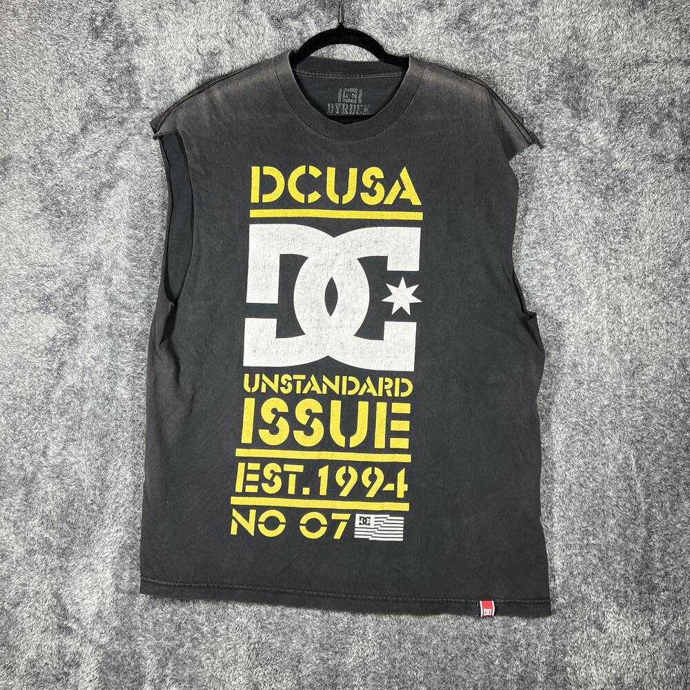 Dyrdek Shirt Mens XL Sleeveless Crew Neck Black DCUSA Graphic Cutoff Raw Edge